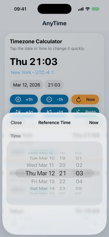 Reference time picker in light mode